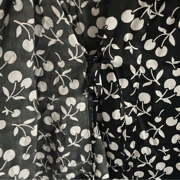 New! Victoria's Secret Black White Cherry Print Short Robe wrap Jacket 22967 - Picture 6 of 9